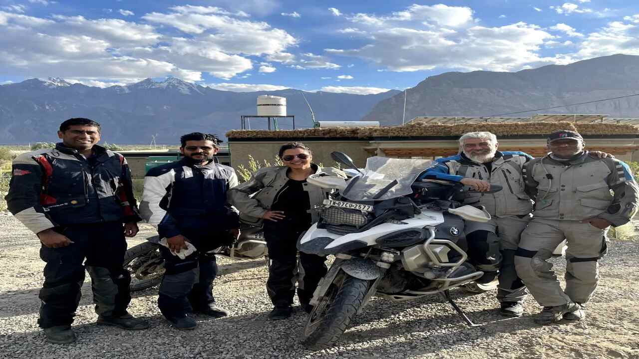 Ajith Kumar and his next film AK61 co-star Manju Warrier have now become bike tour partners in ladakh