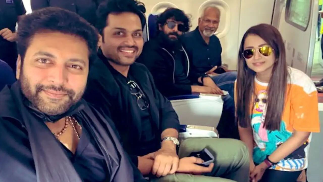 Ponniyin Selvan: Chiyaan Vikram, Karthi, Trisha, Jayam Ravi clicked selfies as they are all set to begin a promotional tour ahead of the release