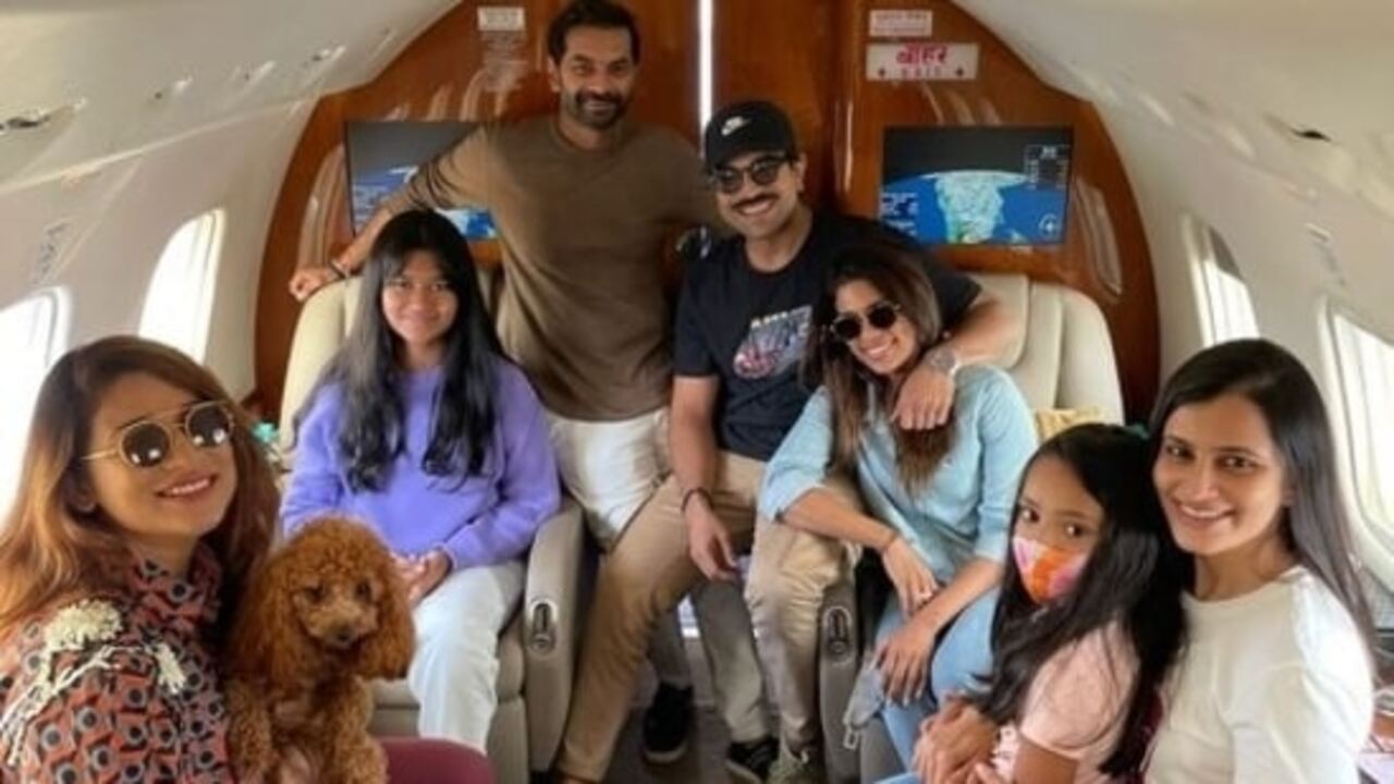 Ram Charan having fun in a chartered flight with his sisters, nieces and pet dog Rhyme as they takeoff for a vacay