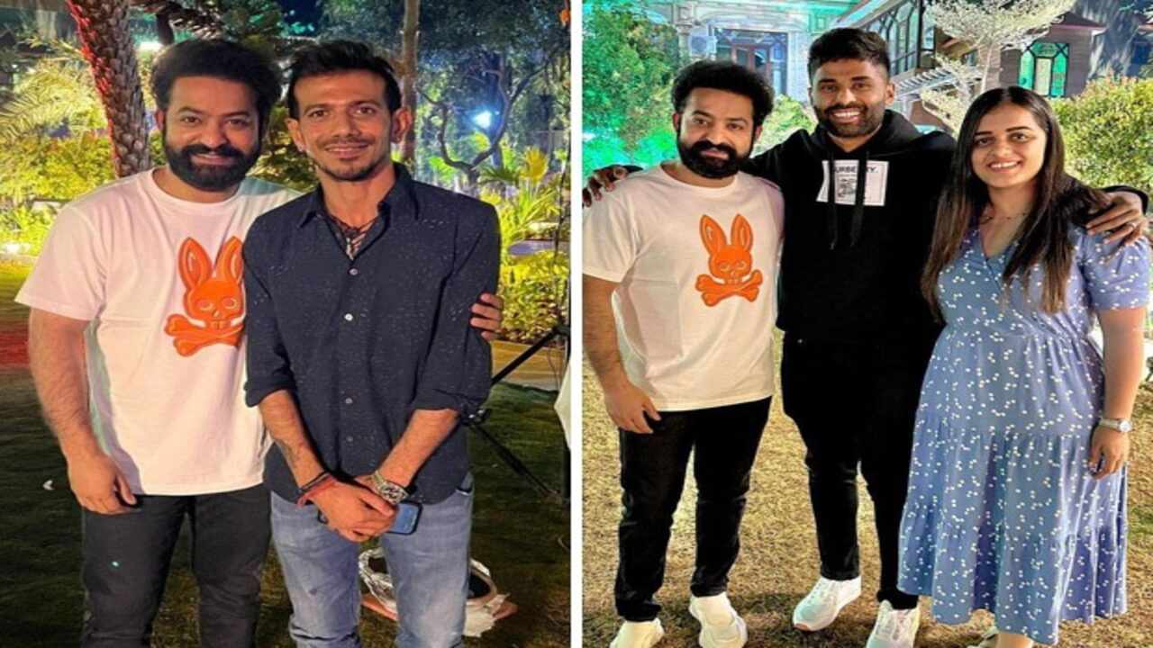 Jr. NTR meets cricketers Yuzvendra Chahal and Surya Kumar Yadav