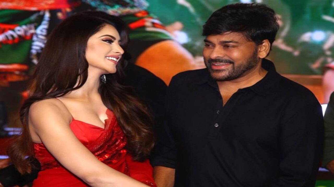 Urvashi Rautela showcases her respect for Chiranjeevi in the most traditional way at Waltair Veerayya success event