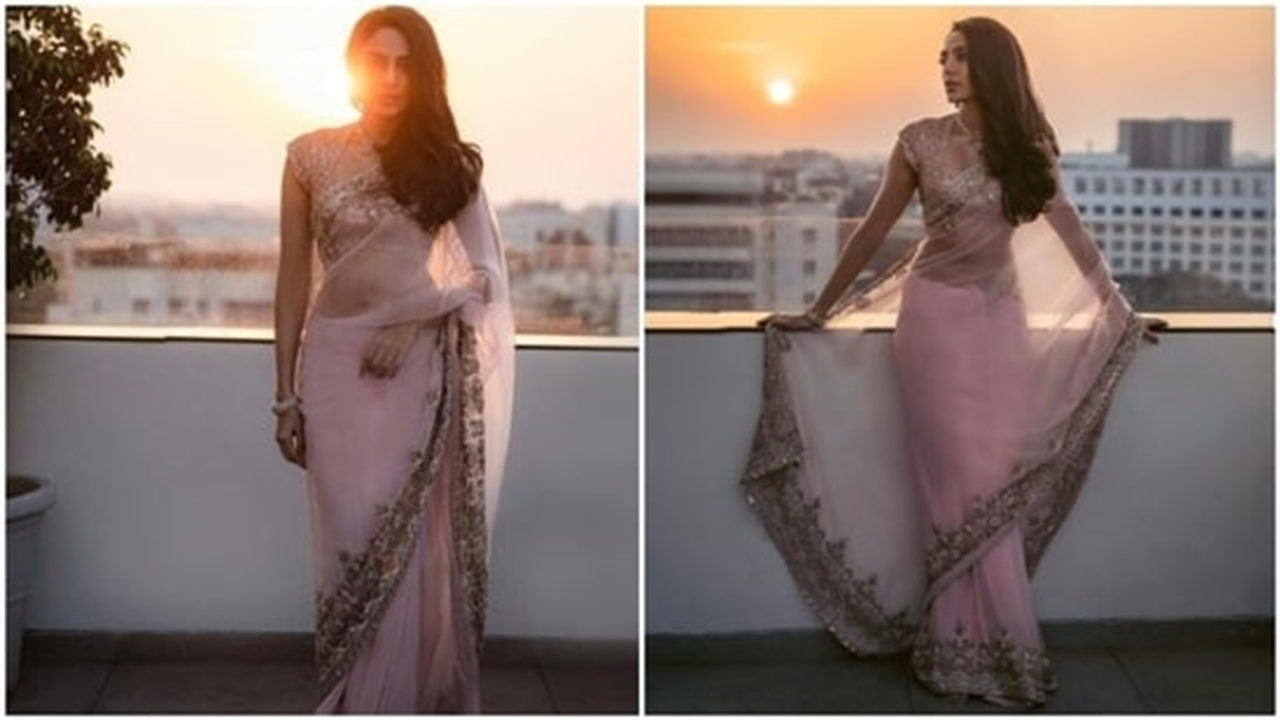 Sobhita Dhulipala looked every bit of stunning in pastel pink saree she wore for Ponniyin Selvan 2 trailer launch