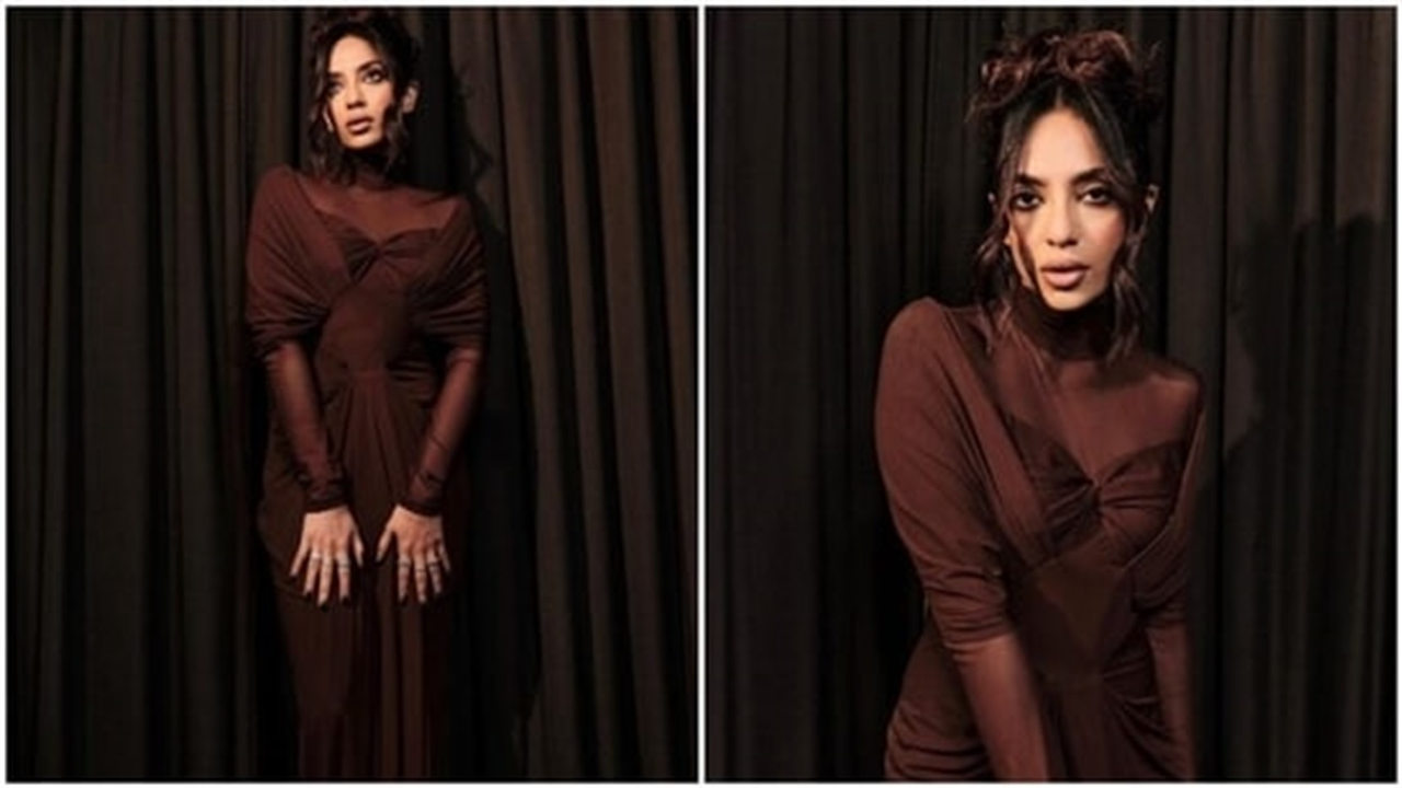 Sobhita Dhulipala looks stunning in a maroon gown