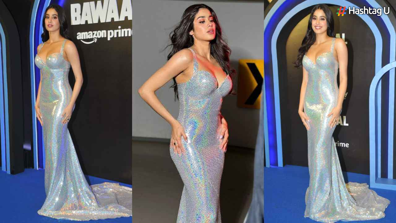 Janhvi Kapoor Shines in Custom Vintage Gown at “Bawaal” Movie Screening, Cementing Her Status as a Fashion Icon