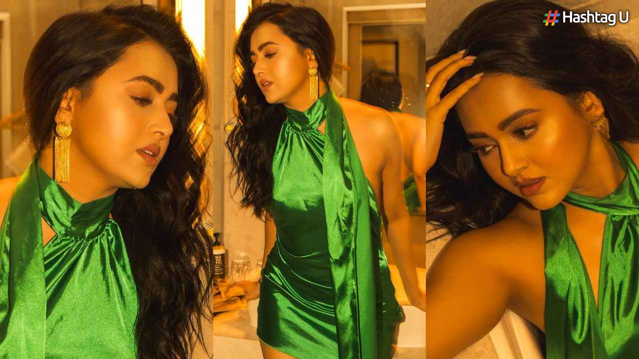 Tejasswi Prakash Stuns in a Green Backless Mini Dress, Radiating Green Goddess Vibes