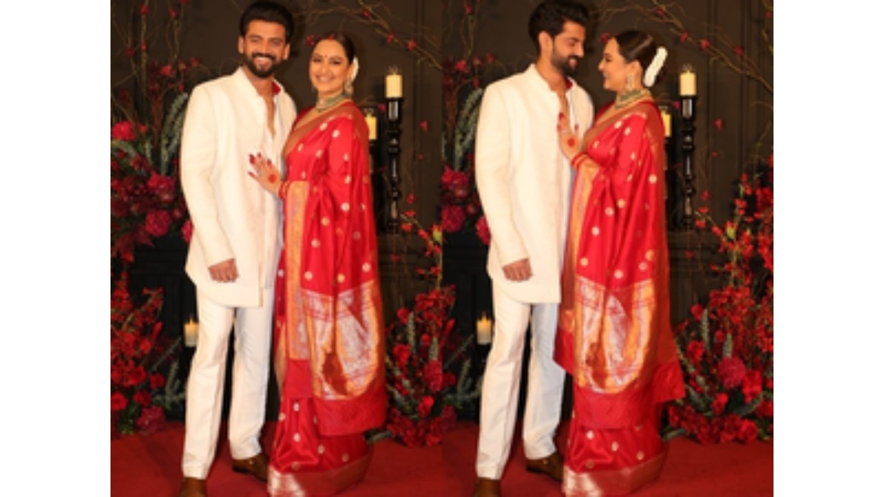 Sonakshi Sinha’s Stunning Red Banarasi Saree Steals the Show at Mumbai Wedding Reception
