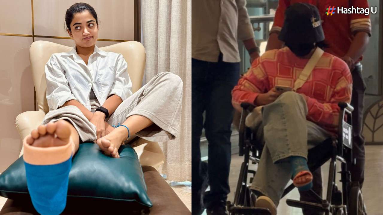 Rashmika Mandanna Uses Wheelchair at Airport Due to Leg Injury